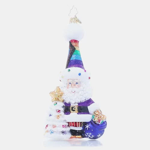 Video - Ornament Description - Love is Love Santa: Santa's heart doesn't discriminate! He's happy to show his support for the LGBTQ+ community with his PRIDE-inspired festive wear in every color of the rainbow. A percentage of the sales from this ornament will benefit LGBTQ+ charities. This video shows the ornament spinning slowly. 