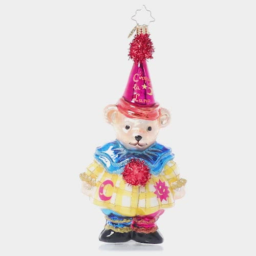 Video - Ornament Description - Cirque De La Lune Muffy: Muffy Vanderbear is up to her adventures again, this time running off to join the circus! Wearing an adorable clown costume for the Cirque de Lune, she looks ready for the big show!