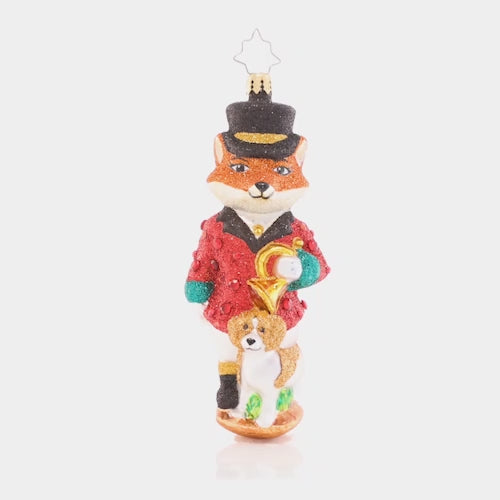 Video - Ornament Description - Festive Fox: This sly fox is looking especially stylish in a red suit coat and top hat – the perfect attire for a holiday soirée. This video shows the ornament slowly spinning.
