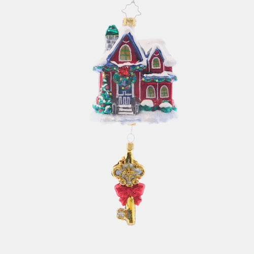 Video - Ornament Description - Holiday Housewarming: This gilded key upon your tree is the perfect way to unlock beautiful holiday memories in your new home! Celebrate your first Christmas there with this intricate piece. This video shows the ornament slowly spinning. 