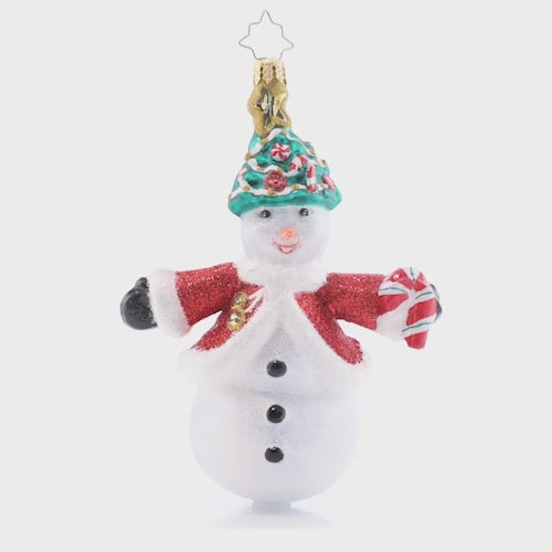 Video - Ornament Description - Frosty Winter Welcome: With arms spread wide in a Christmas Day greeting, this smiling snowman is giving a warm welcome to everyone he's meeting.