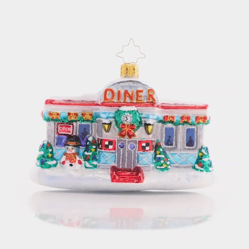 Video - Ornament Description - Christmas at the Diner: Who's up for a malted milkshake and some fries? Add a refreshingly retro twist to your tree with this classic Christmas diner ornament.